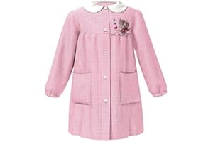 Ambrosino Grembiule Asilo Bambina Quadretto Rosa Ricami Variabili Bottoni o Zip Omaggio Incluso Moda Egidio