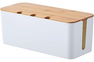 AXLOFO Caja de gestión de Cables con Tapa: Organizador de Cables, Caja de Almacenamiento para regletas, Lugar de Trabajo ordenado para Cable/regletas, 2 tamaños (White-m)