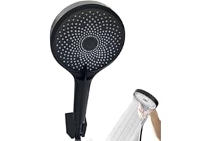 WHCCTL Słuchawka prysznicowa, wielofunkcyjna słuchawka prysznicowa, uniwersalna słuchawka prysznicowa, wysokociśnieniowa, oszczędność wody, 3 rodzaje strumienia, do łazienki, sauny, fryzjera (czarna)