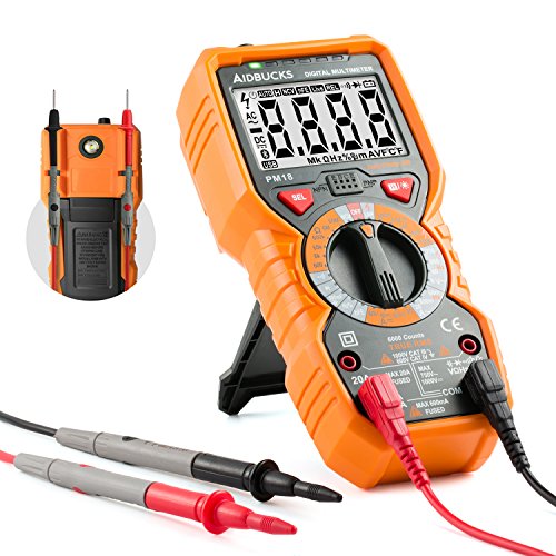 Multimeter Janisa PM18 Digital multimeter cat 3 Messgerät für AC DC Spannug Strom Widerstand Kapazität Frequenz sowie Kapazitanz berührungslose Spannungsmessung Digitales Voltmeter Amperemeter Ohmmeter mit groß LCD anwendbar für DIY - 2