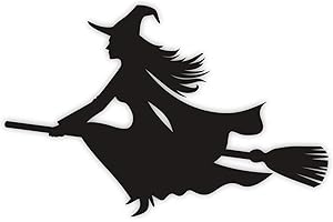 YOUNIKAT Autocollant sorcière sur Balai Gauche Noir I 20 x 13,5 cm I Autocollant Voiture Ordinateur Portable Valise Chambre Enfant résistant au Temps I kfz_272
