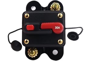 Ruolin Disyuntor 30A-100A, 12V-48V DC Interruptor de Fusible, Automático Disyuntor Impermeable, Fusible de Reinicio Manual para Motor Auto Coche Marina Barco Bicicleta Estéreo Audio
