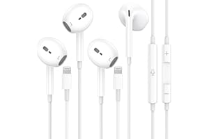 AOVYNEEI 2 Pack Auriculares iPhone con Cable, Certificado MFi Auriculares In Ear con Micrófono y Control de Volumen, Auriculare Lightning Compatible con iPhone 14/14 Pro/14 Pro Max/14 Plus/13/12/11/XS/8/7/iPad