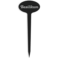 GRAVURZEILE Pflanzenschilder Kräuterschilder Basilikum Oval Grau aus Acryl