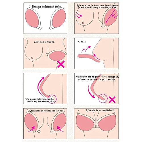 Frauen frei BH klebrigen Seite BH Push-up-BH geeignet Hochzeitskleid trägerlosen BH 1/2 Tasse dicke Kleberträgerlosen BH Invisible rücken Cup ABCD - 6