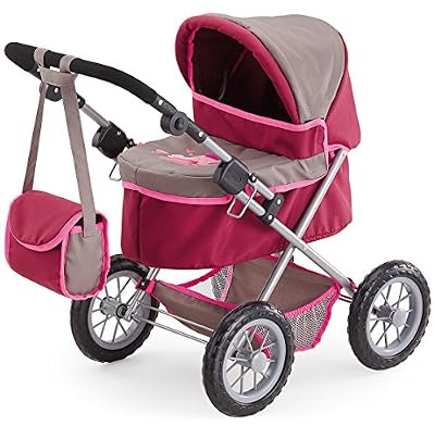 bayer design - 13078 - poussette landau pour poupée - réglable - trendy rose/gris - 68 cm