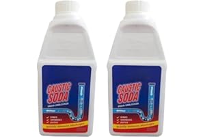 DTD QUALITY MATTERS 2Kg Caustic Soda Drain Cleaners & Unblockers Powder Kitchen Sink & Drain Cleaner Effectively Clears Blocked Drains Also Use For Cleaning Pathways Driveways Exterior & Brickwork (2x 1Kg)