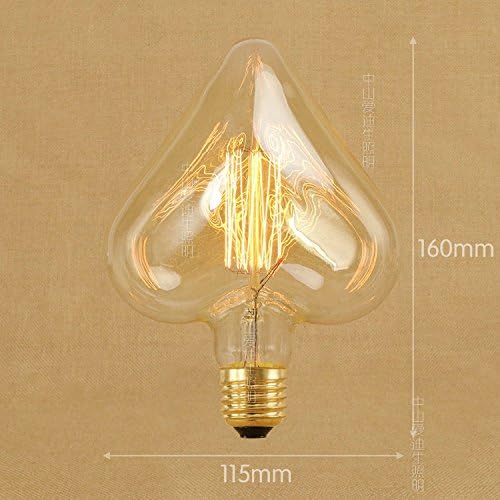 The hotel restaurant theater heart-shaped direct wire edison vintage light bulb tungsten wire 40W warm yellow light source ,40, heart-shaped direct wire 220V