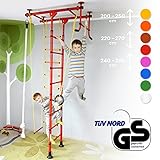 NiroSport FitTop M1 Espalier Suédois de Gymnastique pour Les Enfants, Sécurité Certifiée, Installation Facile, Charge maximale jusqu'à 130 kg, Made in Germany (Rouge, Hauteur de Plafond 2,4-2,9 m)