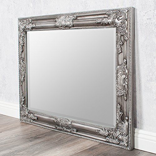WANDSPIEGEL BAROCK POMPÖS SPIEGEL Bessa 70x50cm ANTIK SILBER DESIGN HOLZRAHMEN - 4