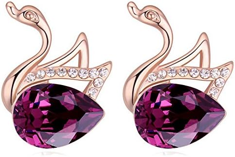 Oudora Swan Shaped Style Made with Swarovski Crystal Fashion Women Jewelry Earrings