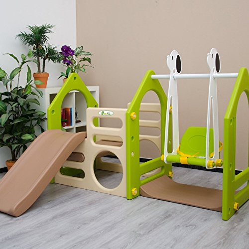 LittleTom Playhouse with Slide + Swing + Climbing walls | play Gym made of plastic for little Children 1-6 years | for indoors and outdoors | multicolor Beige Green Brown reviews LittleTom Playhouse with Slide + Swing + Climbing walls | play Gym made of plastic for little Children 1-6 years | for indoors and outdoors | multicolor Beige Green Brown
