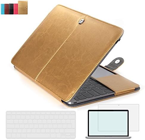 RYGOU Macbook Pro 13 Leather Case,3 in 1 Protective Carrying Cover with Keyboard Skin Screen Shell for Macbook Pro 13 inch with DVD Drive Model:A1278