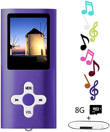 Btopllc 8GB MP3/MP4 Player,Digital Music Player,Portable Lossless Rechargeable Music Video Player,Sound Voice Record Music Player Picture view,Earphone and USB Cable - purple