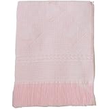BabyPrem Baby Large Soft White Acrylic Hearts Shawl Blanket 122 x 122cm PINK