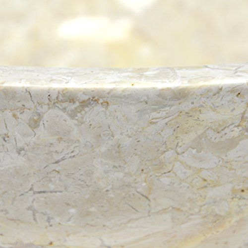 DIVERO Naturstein Aufsatz-Waschbecken Modena Handwaschbecken Waschschale Marmor Stein poliert rund beige creme - 3