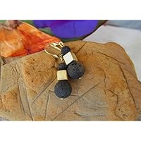 Ohrhänger Lava & Goldwürfel (2,5cm). E-Jahnke-Schmuckdesign