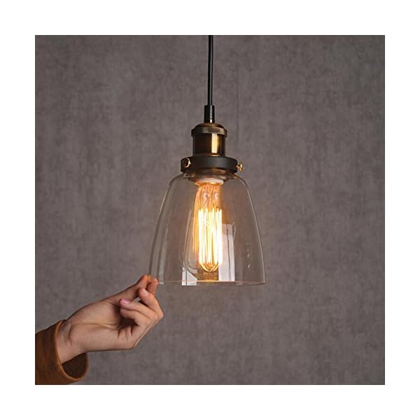 chendongdong Glass Shade Ceiling Chandelier Fitting Vintage Retro Pendant Lamp Light - Image 4