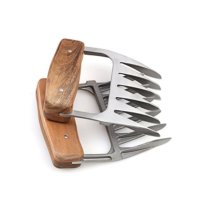 1easylife Edelstahl Pulled Pork Krallen Uerst Formstabile Meat Claws Fleischkrallen Mit Wooden Handle Grill Fleischgabel Bbq Grill Party Gabeln Fr Gebratenes Fleisch Bpa Frei Hygienisch Und Einfach Re