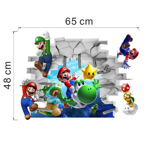Super Mario Bedroom Background Removable 3D Wall Sticker Decal Home Decor - 3