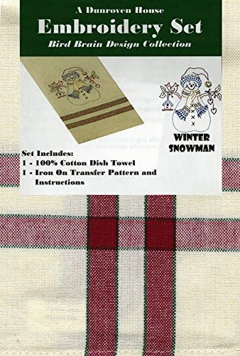 Dunroven House Cotton Winter Snowman Bird Brain Design Collection Embroidery Set-20-inch x 28-inch
