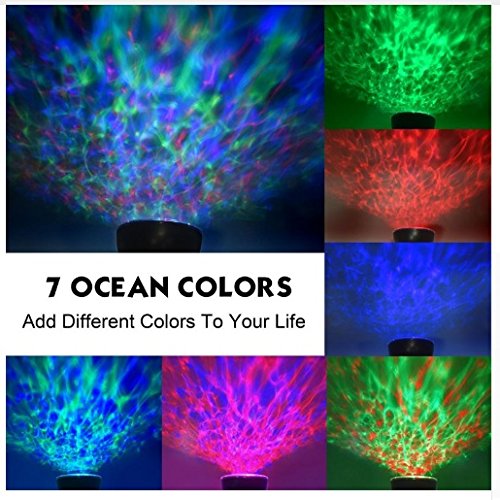 Ocean Wave Projektor LED 7 Farben Nachtlicht Neuheit USB Lampe Nachtlicht Illusion Remote Music Player Schlaf für Baby Kinder