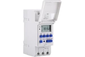 Haosie Horloge Programmable, Minuterie Tableau Electrique, Interrupteur Horaire Numérique LCD Quotidien/Hebdomadaire sur Rail DIN (AC220 V)