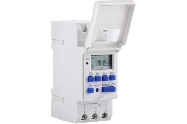 TOPINCN Programmateur Horaire Electrique Minuterie Relais Interrupteur Horaire Afficheur LCD Préréglage Hebdomadaire Programmable (220V)