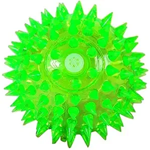 SSM PET MART Dog Squeaky Chew Toys for Aggressive Chewers Dental Teething Cleaning [Non-Toxic Soft Natural Rubber], Cute Crystal Ring Design -4.92 inches (Spike Ball Toy)