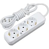 Mobee 3-Piece Triple 5 Meter Extension Wire Keyless Grounded Group Socket Extension Cable