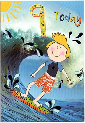 "Surfboard" Birthday Card for Nine (9) Year Old Boy - Free 1st Class Post (UK)