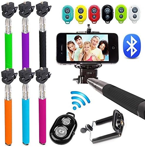 Selfie Stick with Bluetooth Wireless Remote Compatible with; Mobile Phones 2.2 - 3.5 inches (Fuchsia Pink)