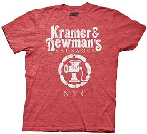 Seinfeld Kramer &amp; Newmans Sausages Heather Red men T-Shirt (Adult Small)