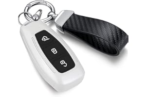 RYE ABS Plastic Cover Suitable for Ford Smart Key Fob,3 Buttons Remote Control Smart Car Key Case, Compatible with Ford Fords/Focus/Fiesta/Kuga/C-Max,etc.-White