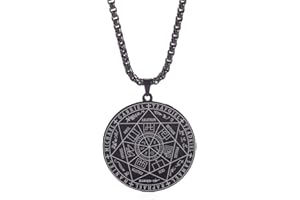 VASSAGO Acier inoxydable Sceau des 7 Archanges Collier pendentif Saint Michael Collier Talisman Spirituel Amulette Sorcière Bijoux Païens pour Hommes Femmes