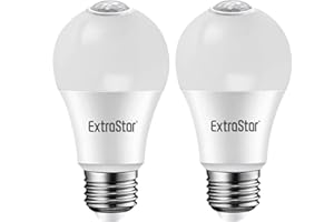 EXTRASTAR Bombilla LED con Sensor Infrarrojo E27, 12W, 1160 Lúmen, Luz Fría 6500K, No Regulable, 2 Pcs