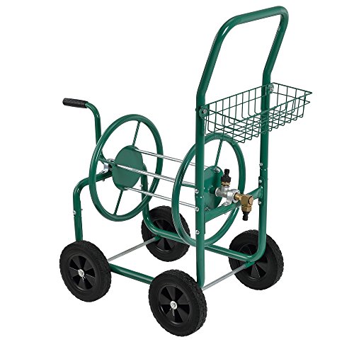 [pro.tec] Metall Schlauchwagen (XL) Profi (Anschlüsse: 3/4 Zoll) (Farbe: grün) – Abrollen in 90° zur Fahrtrichtung - 3