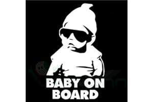 MURAL STICKERS Adesivo Auto Baby ON Board - Stickers Bambino con Occhiali da Sole A Bordo, Adesivo di Sicurezza - Segnalazione Bimbo - BULLO Decal - Accessori - Adesivi MURALI - Camper Bianco 15 X 9 CM