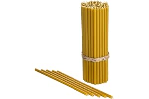 Danilovo - Candele in Cera d'Api, 50 Pezzi, Colore Giallo, Candele Decorative per Preghiera, per Rituali, Decorazione o Candele di Compleanno, 16,5 cm x 0,57 cm