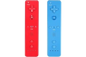 AUFGLO Wii Controller 2 Pack - Télécommande Wii avec étui en silicone et dragonne (rouge+bleu)