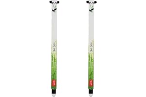 ‎FÜNDIG FÜNDIG LEGAMI Löschbarer Gelschreiber Panda mit Bambus Motiv, thermoempfindliche Tinte, 0,7 mm Spitzendurchmesser, Kugel am Ende zum Entfernen der Tinte, 15 cm Länge, schwarze Tinte 2er-Set
