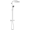 GROHE Vitalio Joy 260 - Shower System with Exposed Thermostat and Tray (Water Saving, 3-Spray Head Shower 26cm with Ball Joint Rotation Angle, 3-Spray Hand Shower 11cm, Hose 1.75 m), Chrome, 26403001