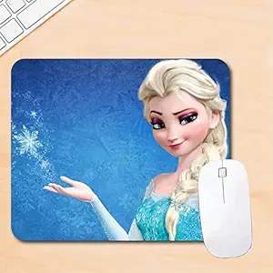 Woopme Cartoon Elsa and Frozen Theme Animation Character Printed Mouse Pad Compatible for Laptop Computer Desktop PC Girls Kids Gaming Non Slip Rubber Base L x H 24 x 20 CMS