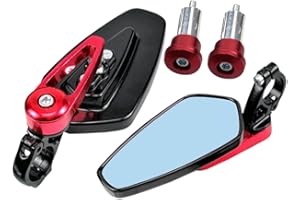 ETOPARS Specchietti Retrovisori Moto da 22mm 7/8" pollici Specchietto Moto Manubrio Alluminio Specchi Retrovisori Laterale Blu Antiriflesso Convesso Specchio Rosso