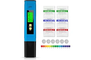 Medidor de pH, medidor de pH de omitium con pantalla LCD, medidor de pH digital para agua potable, alimentos, piscinas, termos, acuarios, hidropónicos y otros, color azul