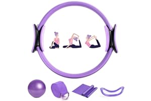Upven Kit Pilates,Juego de 5 Piezas,aro Pilates Mujer,Pelota Pequeña de Pilates,Aro de Pilates,Kit de Pilates para Ejercicio en Casa,Cintas Elásticas musculación