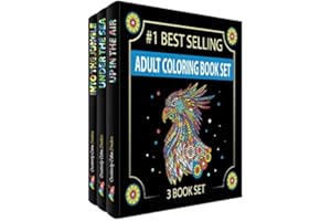 CREATIVELY CALM STUDIOS Adult Coloring Books Set.Three Books! Designs from The Sky, Land & Sea. Coloring Books for Adults Relaxation