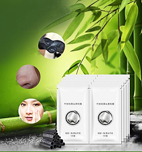 Nase Maske, Black Head Remover, Tiefenreinigung Mitesser Akne Maske Mitesser Gesichtsmaske Entfernen Mitesser Mask Aktive Bambus Kohle Formel Tearing style Deep Cleansing Purifying Peel off Acne Treatment Black Face Mask (10PC) - 5