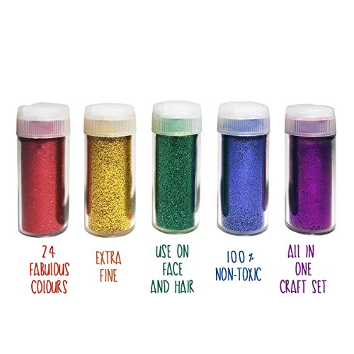 Extrafeiner Glitter für Kunst & Handwerk – Glanz-Dekoration für Gesicht und Nägel – Set aus 24 Farben - 5