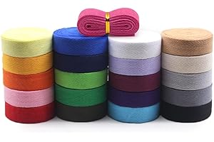 Jamsinmu Nastro a nastro di cotone nastro di pesca nastro di cotone 21 di colore misto 42 yard miscelato per la maglieria per imballaggio regalo di legatura da cucitura da telaio fai -da -te 20mm